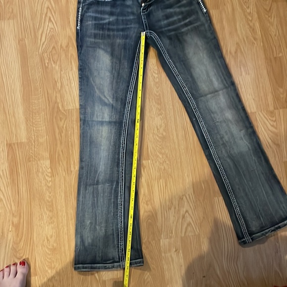 Platinum Plush Jeans, Size 5, 30” inseam, low rise, distressed, black/grey color - Picture 4 of 4